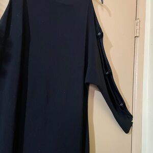 Halston Heritage Elegant Black floor length gown with Sleeve Details.  Classic.